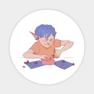 Lovely Elf Making Postcards Magnet